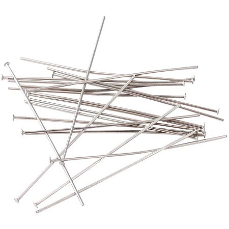 CHGCRAFT 500pcs 304 Stainless Steel Flat Head Pins Metal End Headpins Findings for Jewelry Beading Dangle Earring Making, Stainless Steel Color