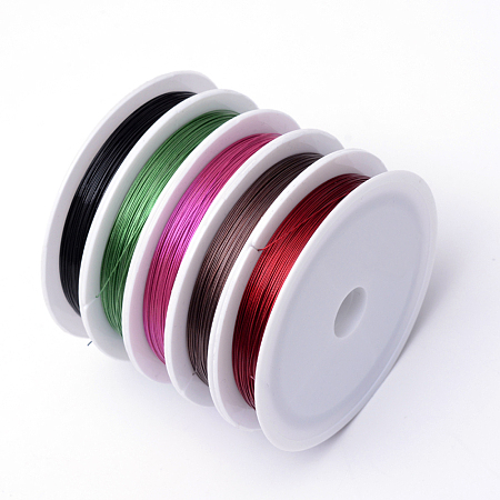 Honeyhandy Tiger Tail Wire, Nylon-coated Stainless Steel, Mixed Color, 0.38mm, about 229.65 Feet(70m)/roll, 5 rolls/group