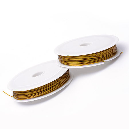 Honeyhandy Tiger Tail Wire, Nylon-coated Stainless Steel, Dark Goldenrod, 0.8mm, about 59.05 Feet(18m)/roll, 10 rolls/group