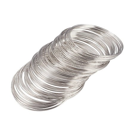NBEADS 1000g Steel Memory Wire, Bracelets Making, Nickel Free, Platinum, 60x0.6mm; About 2000circles/1000g