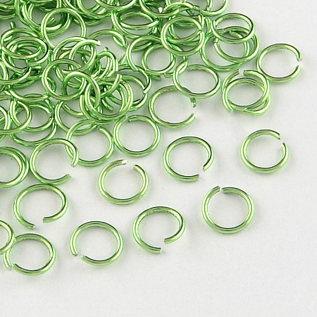 Honeyhandy Aluminum Wire Open Jump Rings, Lawn Green, 20 Gauge, 6x0.8mm, Inner Diameter: 5mm, about 2150pcs/50g