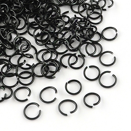 Honeyhandy Aluminum Wire Open Jump Rings, Black, 6x0.8mm, about 2150pcs/50g