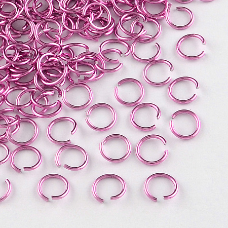 Honeyhandy Aluminum Wire Open Jump Rings, Hot Pink, 20 Gauge, 6x0.8mm, Inner Diameter: 5mm, about 2150pcs/50g