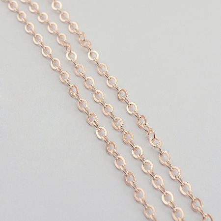 Honeyhandy Iron Cable Chains, Unwelded, Flat Oval, Cadmium Free & Lead Free, Rose Gold, 3x2x0.5mm