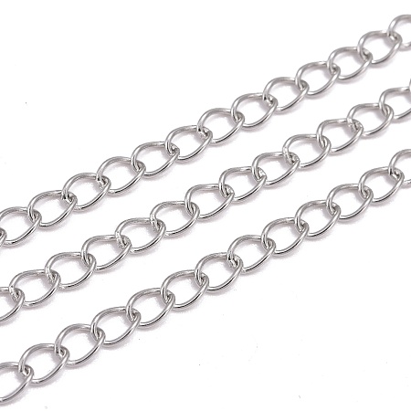 Honeyhandy 304 Stainless Steel Twisted Chains, Soldered, Stainless Steel Color, 5x3.5x0.6mm