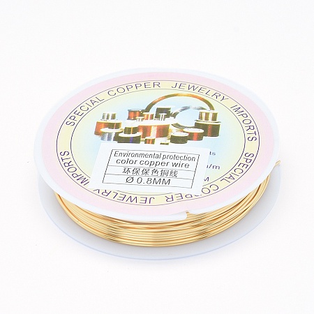 Honeyhandy Eco-Friendly Copper Jewelry Wire, Long-Lasting Plated, 20 Gauge, 0.8mm, about 8.53 Feet(4.5m)/roll