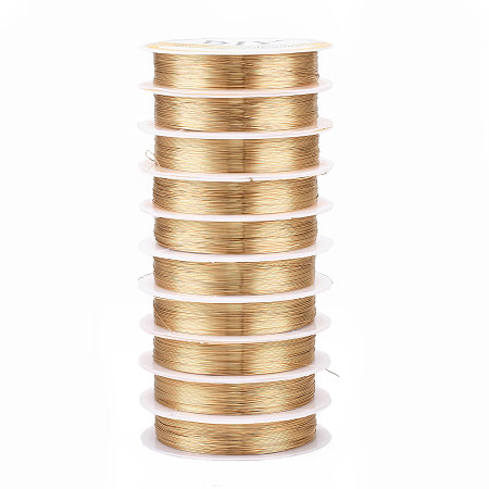 Honeyhandy Copper Jewelry Wire, Long-Lasting Plated, Light Gold, 0.3mm, about 51.18 Feet(15.6m)/roll