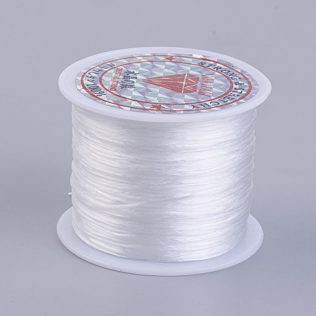 Honeyhandy Flat Elastic Crystal String, Elastic Beading Thread, for Stretch Bracelet Making, White, 0.5mm, about 49.21 yards(45m)/roll