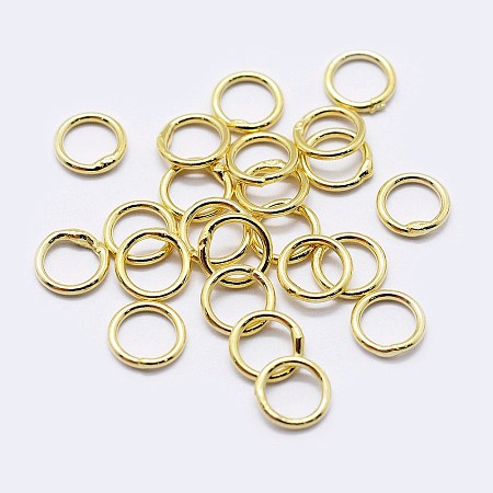Honeyhandy 925 Sterling Silver Round Rings, Soldered Jump Rings, Golden, 6x0.9mm, Inner Diameter: 4mm