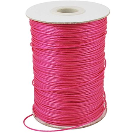 PandaHall Elite About 185 Yards/roll 0.5mm Waxed Polyester Cord Korean Beading Craft Cord Thread for Jewellery Bracelets Making (DeepPink)