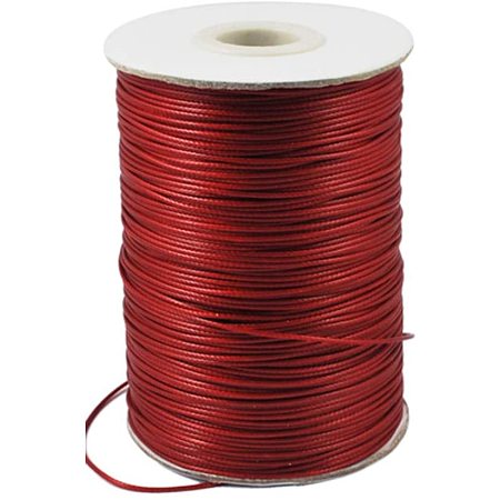 PandaHall Elite 185 Yards 0.8mm Waxed Polyester Cord Korean Waxed Cord Thread Beading Thread for Jewellery Bracelets Craft Making (FireBrick)