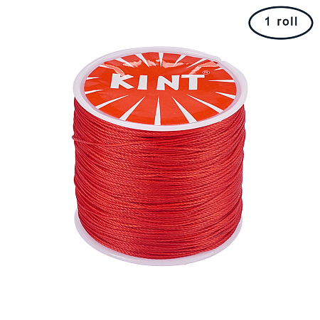 PandaHall Elite 1 Roll 0.5mm Round Waxed Cotton Cord Thread Beading String 116 Yards per Roll Spool for Jewelry Making and Macrame Supplies Red