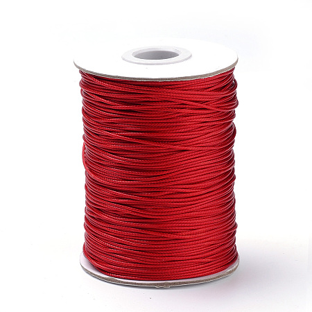 Honeyhandy Braided Korean Waxed Polyester Cords, Red, 0.8mm, about 87.48 yards(80m)/roll