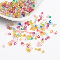 Mixed Color Plating Faceted Round Acrylic Spacer Beads, about 3.5mm wide, 4mm long, hole: 1mm