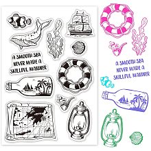 GLOBLELAND Sailing Clear Stamps Transparent Silicone Stamp for Card Making Decoration and DIY Scrapbooking