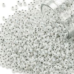 Honeyhandy TOHO Round Seed Beads, Japanese Seed Beads, (2100) Silver Lined Milky White, 11/0, 2.2mm, Hole: 0.8mm, about 1103pcs/10g