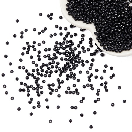 Arricraft About 1050 Pcs 2mm Faceted Natural Stone Beads, Natural Black Spinel Round Beads, Gemstone Loose Beads for Bracelet Necklace Jewelry Making (Hole: 0.5mm)