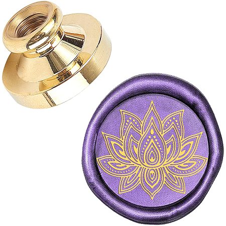 Pandahall Elite Wax Seal Stamp, 25mm Lotus Mandala Retro Brass Head Sealing Stamps, Removable Sealing Stamp for Wedding Envelopes Letter Card Invitations Bottle Decoration