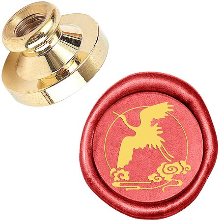 Pandahall Elite Wax Seal Stamp, 25mm Crane Auspicious Clouds Retro Brass Head Sealing Stamps, Removable Sealing Stamp for Wedding Envelopes Letter Card Invitations Bottle Decoration