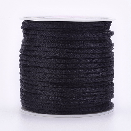 Honeyhandy Nylon Thread, Rattail Satin Cord, Black, 2mm, about 25.15 yards(23m)/roll