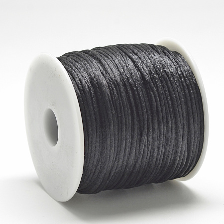 Honeyhandy Nylon Thread, Rattail Satin Cord, Black, about 1mm, about 76.55 yards(70m)/roll