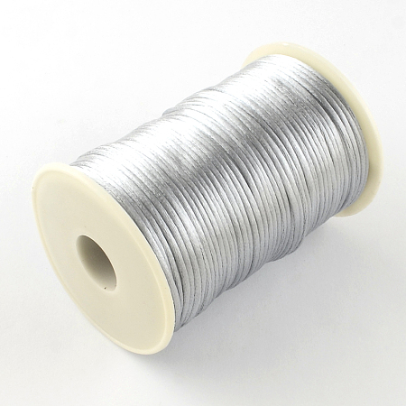 Honeyhandy Polyester Cords, Silver, 2mm, about 98.42 yards(90m)/roll