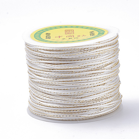Honeyhandy Metallic Stain Beads String Cords, Nylon Mouse Tail Cord, White, 1.5mm, about 100yards/roll(300 feet/roll)