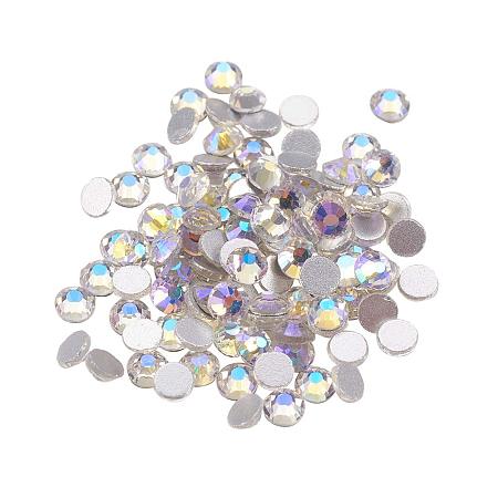 NBEADS About 1440pcs/bag Crystal AB Glass Flat Back Rhinestone, Half Round Grade A Back Plated Faceted Gems Stones, 4.6~4.8mm