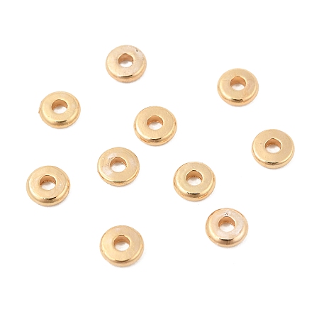 ARRICRAFT Brass Spacer Beads, Disc, Real 18K Gold Plated, 4x1mm, Hole: 1.2mm
