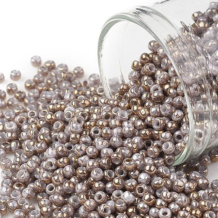 TOHO Round Seed Beads, Japanese Seed Beads, (1700) Gilded Marble White, 11/0, 2.2mm, Hole: 0.8mm,  about 1110pcs/10g