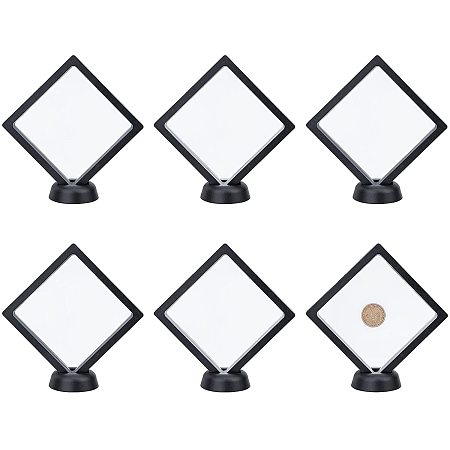 Plastic Picture Display Stands, with TPU Film and Display Stand Base, Black, 12pcs/set
