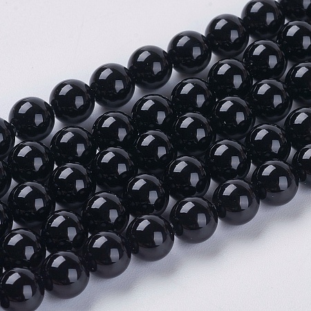 Arricraft Natural Black Onyx Beads Strands, Black Agate, Dyed, Round, 6mm, Hole: 1mm
