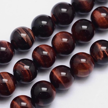 ARRICRAFT Natural Tiger Eye Round Bead Strands, Grade AA, 8mm, Hole: 1mm, about 46pcs/strand, 15.5 inches