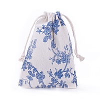Honeyhandy Burlap Packing Pouches, Drawstring Bags, Light Steel Blue, 17.3~18.2x13~13.4cm