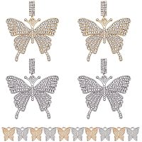 CHGCRAFT 4Pcs Rhinestone Butterfly 10Pcs Butterfly Charms Patches Decorative for Clothes Bag Pants Shoes Cellphone Case DIY Projects Gold Sliver