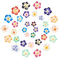 NBEADS 90 Pcs 8mm/10mm Handmade Polymer Clay 3D Flower Plumeria Beads, Mixed Color 5-Leaves Flower Spacer Loose Beads Floral Spacer Slime Charms for DIY Jewelry Making Scrapbooking Home Decor