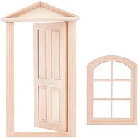 PandaHall Elite 1:12 Mini Door Window, Dollhouse Wooden Window Small Portable Door Mini Simulation Wood DIY Door Model for DIY Scene Home House Furniture Accessories