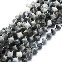 Natural Eagle Eye Stone Beads Strands, Faceted, Bicone, 8x8mm, Hole: 1mm, about 40pcs/strand, 15.24''(38.7cm)