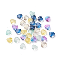 Transparent Glass Beads, Heart, Mixed Color, 8x8x4.5mm, Hole: 0.9mm