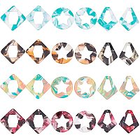 NBEADS 24 Pcs Earrings Craft Supplies, 12 Styles Acrylic Earring Pendants, Rhombus Flat Round with Star Kite Earring Making Starter Kits for Jewellery Making DIY Accessories