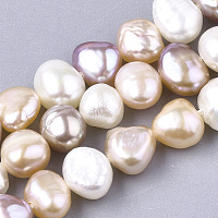 ARRICRAFT Natural Cultured Freshwater Pearl Beads Strands, Two Sides Polished, Nuggets, Seashell Color, 6~7x7~9x4~5mm, Hole: 1mm, about 54pcs/strand, 13.38~13.77 inches(34~35cm)