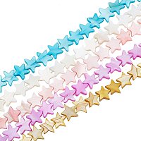 SUPERFINDINGS 5 Strands 5 Colors 11.8-13.3in Long Natural Freshwater Shell Beads Strands Dyed Star Flat Spacer Beads Drilled Loose Beads with 1mm Hole for Jewelry DIY Craft Necklace Earring