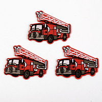 Honeyhandy Computerized Embroidery Cloth Iron on/Sew on Patches, Appliques, Costume Accessories, Fire Fighting Truck, Red, 61x76x1.5mm