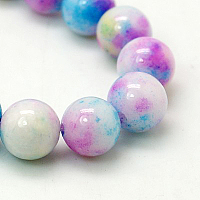 Honeyhandy Jade Beads Strands, Natural White Jade, Dyed, Round, Colorful, 8mm, Hole: 1mm, about 51pcs/strand, 15.7 inch