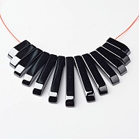 Honeyhandy Non-Magnetic Synthetic Hematite Beads Strands, Graduated Fan Pendant Beads, Black, Rectangle, about 12~29.5mm long, 4mm wide, 4mm thick, about 13pcs/strand, hole: about 1mm