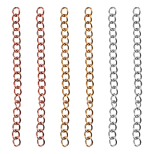 Unicraftale Vacuum Plating 304 Stainless Steel Chain Extenders, Golden & Rose Gold & Stainless Steel Color, 45x3mm, 3 colors, 20strands/color, 60strands