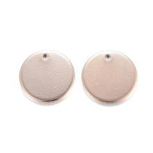 PANDAHALL ELITE Vacuum Plating 304 Other Pendants & Charms, Manual Polishing, Stamping Blank Tags, Smooth Surface, Flat Round, Rose Gold, 15x1mm, Hole: 1~1.6mm; 30pcs/box