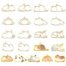 Olycraft Zinc Alloy Open Back Bezel Pendants, For DIY UV Resin, Epoxy Resin, Pressed Flower Jewelry, Sleeping Animal, Golden, 6.8x5.2x1.1cm, 14pcs/box