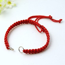 Honeyhandy Nylon DIY Bracelet Making, with Brass Rings, Platinum, Red, 140~175x4~7.5mm