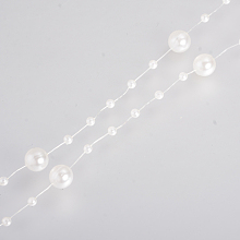 Acrylic Imitation Pearl Beaded Trim Garland Strand, Great for Door Curtain, Wedding Decoration DIY Material, Creamy White, 3mm & 8mm; about 60m/roll